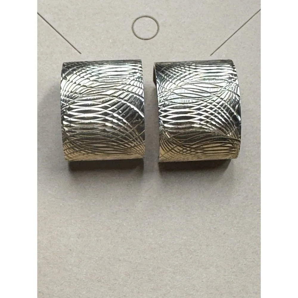 Vintage Gold Tone Textured Wide Hoops